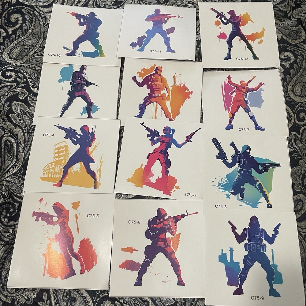 Clear Vinyl Decal 6" Soldier Counter Strike Valorant War Battle Weapons Lot 12